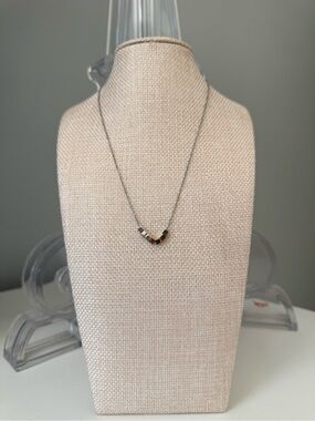 Mixed Metal Cube Bead Necklace - Silver Chain with Gold & Silver Accents